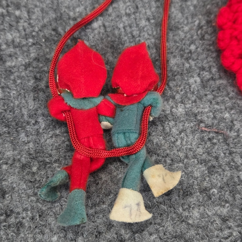 Vintage MCM Christmas 50s Angel Ornament Pixie Elves Knee Hugger Japan - Picture 7 of 8